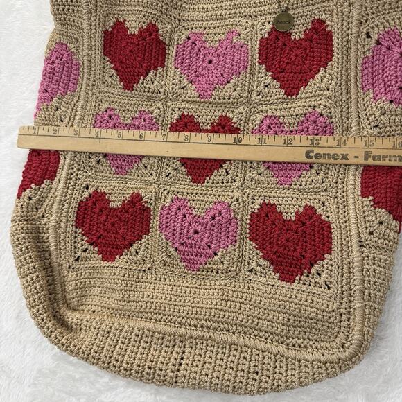 The Sak Lanie Market Tote Bamboo Heart NWOT Beach Red Pink Woven - Picture 4 of 9